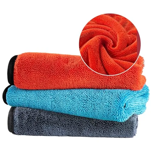 Yolistar Trockentuch Dusche 3er-Pack,Fast Dry Trockentuch,Mikrofasertücher,40 * 60cm Ultra saugstarkes Trockentuch,Fusselfrei & Kratzfrei für Autopflege,Haushalt,Camping Anlässe（rot,blau und grau）