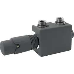 ECD Germany Ventil-Armaturen Set Multiblock Anthrazit mit Thermostat - Heizkörper Anschlussgarnitur für optimale Temperaturregelung. Hochwertiger Multiblock aus pulverbeschichtetem Messing, ideal für Zentralheizungen und einfache Montage.