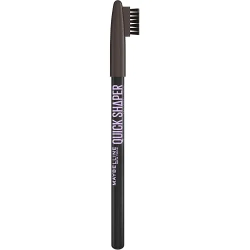 Maybelline New York Quick Shaper Brow Shaping Pencil, Augenbrauenstift für natürliche Definition & 24H Halt, Wachsformel mit Bürstchen zum Auffüllen, Nr. 06 Black Brown, 1 Stk.