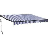 furnicato Elektrische Markise mit Kurbel 3x2,5 m – Blau und Weiß - Stylische elektrische Markise für Balkon und Terrasse, UV-beständig und einfach mit Fernbedienung oder Handkurbel zu bedienen. Robuster pulverbeschichteter Aluminiumrahmen für lange Haltbarkeit.