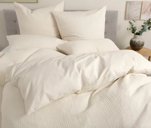OTTO home Wendebettwäsche Sari3, 2-teilig aus Musselin - Bettwäsche-Set in unifarbener Optik, aus 100% Baumwolle, besonders weich und hautfreundlich, ideal für kühlende Nächte im Sommer.