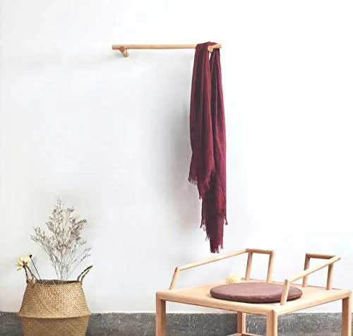 anaan Line Design Kleiderstange Holz Kleidergestell Wand Wandgarderobe Handtuchhalter Hängeleiste Wandmontage (Buchenholz, 60)