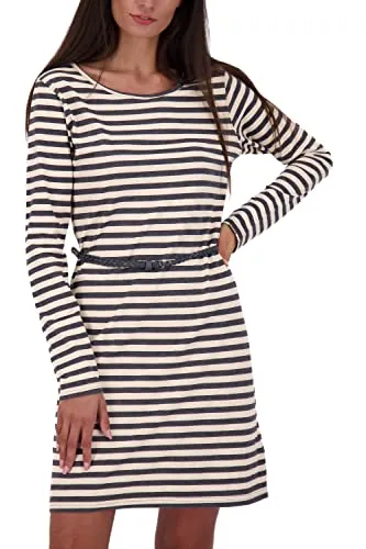 alife & kickin EllinAK Z Longsleeve Dress - Freizeitkleider für Damen – Stylisches, gestreiftes Jerseykleid mit tonalem Taillengürtel, perfekt für den Sommer und vielseitig kombinierbar.
