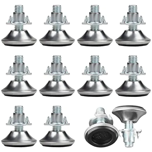 Belle Vous 12 Stück verstellbare Füße für Möbel M8 x 30 mm – Mittelgroße Gießfüße mit Polypropylen-Gleiter und T-Mutter – verstellbare Füße für Tischbeine, Stuhl, Sofa & Bett, 12 Stück