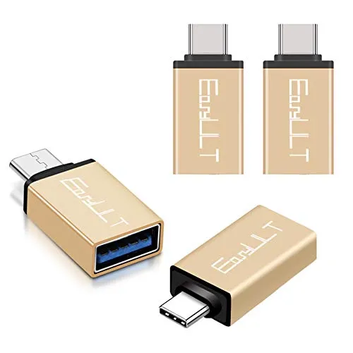 EasyULT USB C Adapter auf USB 3.0[4 Stücke], OTG USB Typ C Adapter, USB C OTG Adapter für Huawei, Samsung Galaxy, MacBook Pro 2018/2017/2016, Surface Go und Andere Geräte mit USB C(Golden)