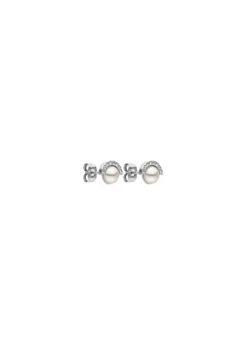 Purelei® Halo Ohrstecker – Elegante Perlenohrringe mit Zirkonia - Ohrringe für Damen: Zarte 6 mm Seashell-Perlen mit funkelndem Zirkonia-Halbkreis, ideal für Alltagslooks und festliche Anlässe – in 18K vergoldetem Edelstahl.