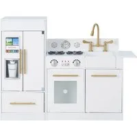 Weiß Kinderküche Teamson Kids TD-12302WR - Spielküche aus umweltfreundlichem MDF, mit Ofen, Spüle und Kühlschrank für kreatives Spielen ab 4 Jahren
