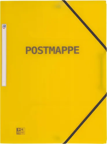 Oxford Postmappe - DIN A4, stabile Kunststoffmappe in Gelb, abwischbar und ideal für Schule und Kita