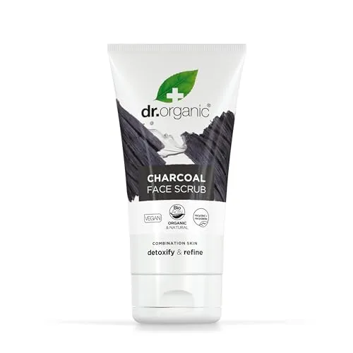 Dr Organic Aktivkohle-Gesichtspeeling, Reinigend, Für Akne & Klärende Haut, Fettige, Problemhaut, Natürlich, Vegan, Tierversuchsfrei, Paraben- & SLS-frei, Recycelt & Recyclebar, Bio, 125ml