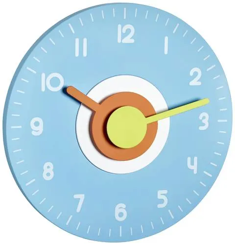 TFA Dostmann 60.3015.06 Quarz Wanduhr 230mm x 40mm Hellblau Leisegang-Uhrwerk