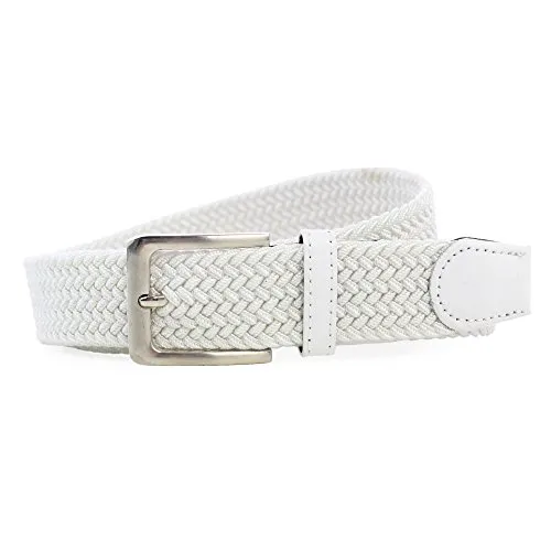 Komfortabler Gürtel aus elastischem Stretch-Stoff.Schnalle nickelfrei., Elastiek, Weiß, Elastiek X-Large