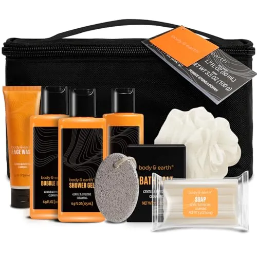 BODY & EARTH Geschenke für Männer, 8 Pcs Zitrusduft Herren Geschenkset mit Duschgel Shampoo Gesichtswäsche Körperpeeling Usw, Geburtstagsgeschenke, Weihnachtsgeschenke