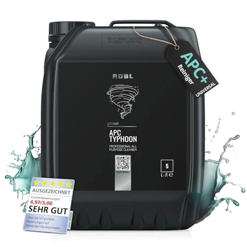 ADBL APC Typhoon (5L) - Allzweckreiniger Konzentrat für Innen- und Außenreinigung - Entfernt effektiv hartnäckigen Schmutz, Fett und Rückstände - Perfekt für Kunststoff, Vinyl und Stoff Oberflächen