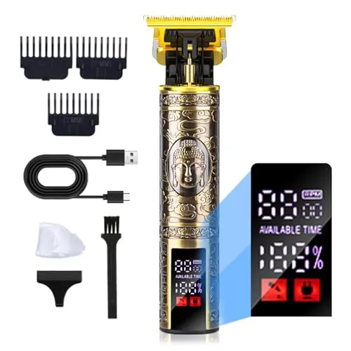 Profi Haarschneidemaschine, Herrenrasiermaschine, Barttrimmer Herren, Elektrisch Haarschneider Rasierer Bartschneider Trimmer mit digitalem LCD-Display, Bartschneidemaschine für Konturen