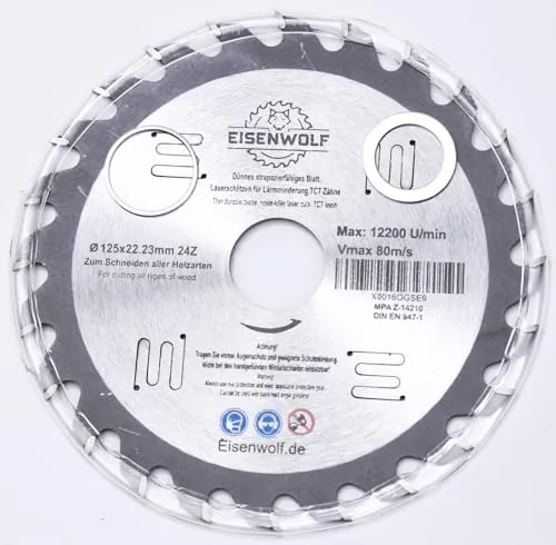 125x22,23 mm Kreissägeblatt für Holz mit 24 TCT-Zähnen