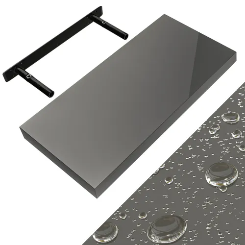 CASARIA Wandregal 107738, schwebend und modern - Wandboards: Schwebendes Regal in hochglanz-grau aus MDF mit 15 kg Tragkraft – ideal für stilvolle Raumgestaltung.