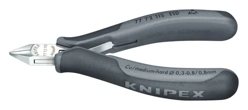 Knipex Elektronik Seitenschneider ESD 115 mm - Zangen mit spitzem Minikopf und kleiner Facette, ideal für präzise Schneidarbeiten in der Elektronik und ESD-sicher.