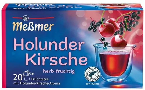 Meßmer Tee Holunder Kirsche - Kirsch Früchtetee - 20 Beutel