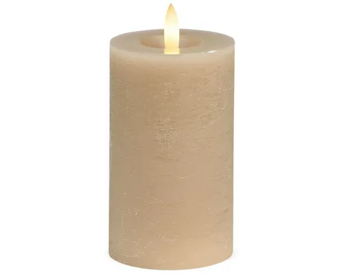 matches21 HOME & HOBBY LED-Kerze LED Stumpen-Kerzen 2er Set Echtwachs-Kerzen flackernd 7x12 cm beige, Mit beweglicher Flamme, Fernbedienung & Timer für Adventskranz