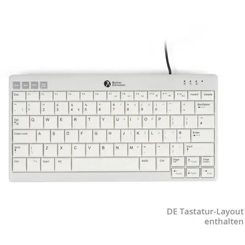 BakkerElkhuizen UltraBoard 950 V2 Compact Tastatur (DE) - Ergonomische kompakte Tastatur für bessere Haltung, leiser Tastendruck und modernes Design. Ideal für gesundes Arbeiten ohne Unterarmprobleme.