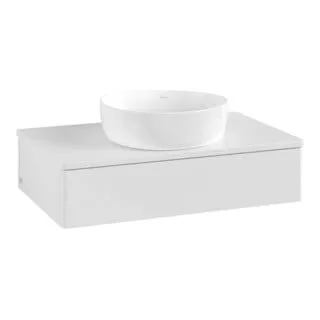 V&B Waschtischunterschrank ohne Frontstruktur -Beleuchtung Antao 80x19x50cm, WBP-farbe Lac, glo wh. Lac