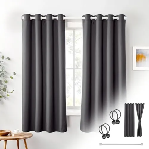 Cozyor Verdunkelungs-Vorhang Set mit Klemmstange in grau von Cozyor