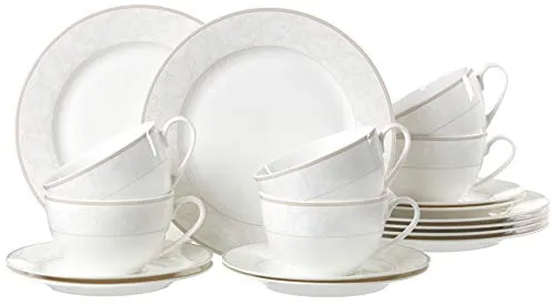 Ritzenhoff Breker Kaffeeservice Isabella - 18-teiliges Fine-China-Porzellangeschirr, elegant mit Ornamenten, spülmaschinengeeignet für 6 Personen