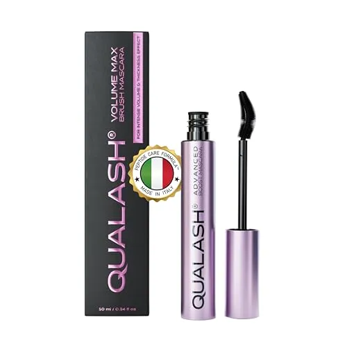 Mascara mit Wimpernserum-Effekt – QUALASH® Curl & Lift (10 ml) – schwarze Wimperntusche für extremes Volumen, Länge & Schwung, pflegende vegane Mascara, empfohlen für ältere Frauen, ohne Verschmieren
