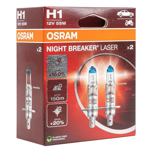 Osram H1 12v 55w Halogenlampen Night Breaker Laser +150% / 2 Stück