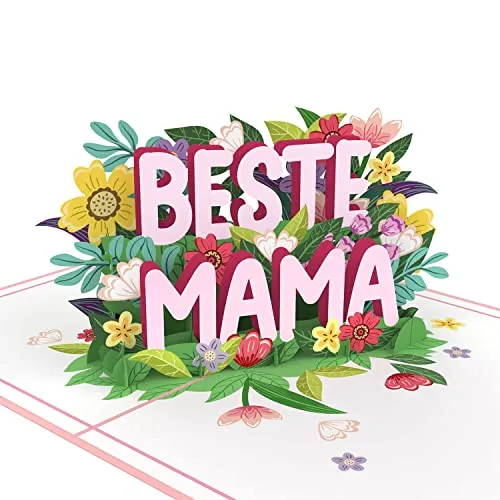 papercrush® Pop-Up Karte Muttertag „Beste Mama” - 3D Muttertagskarte mit Spruch & Blumen für beste Mutter der Welt, Glückwunschkarte für Geburtstag oder Schwangerschaft, Geburtstagskarte für Frauen