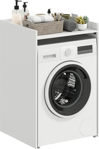 HOMCOM Badezimmerschrank Nischenschrank mit offen Regal, Badschrank Toilettenschrank Beistellschrank für Badezimmer, kleine Räume, 64 x 60 x 97,5 cm, Weiß