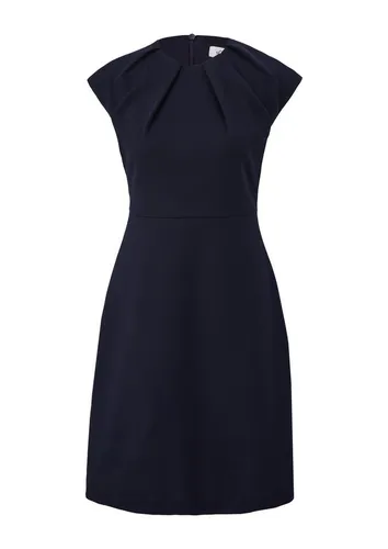 s.Oliver BLACK LABEL Ärmelloses Etuikleid Navy 46 - Elegantes Freizeitkleid für Damen im Slim Fit, mit Rundhalsausschnitt und Faltendetails, ideal für Business-Anlässe und aus hochwertigem Interlockjersey gefertigt.