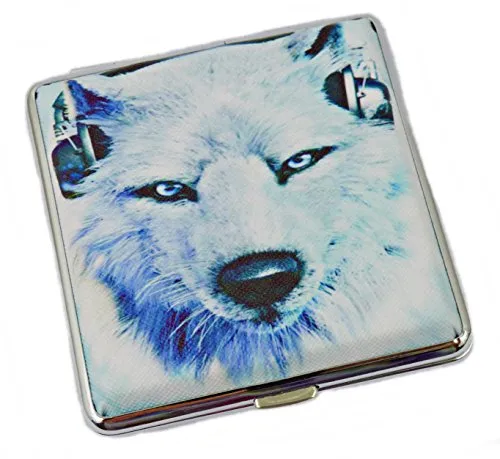Zigarettenetui Etui für Zigaretten aus Metall Verschiedene Motive Wolf