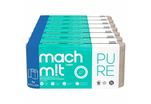 mach m!t Toilettenpapier PURE - 3-lagig - extra weich & nachhaltig - Toilettenpapier, 3-lagig für extra Weichheit, nachhaltig produziert und ideal für ein komfortables Badezimmererlebnis.