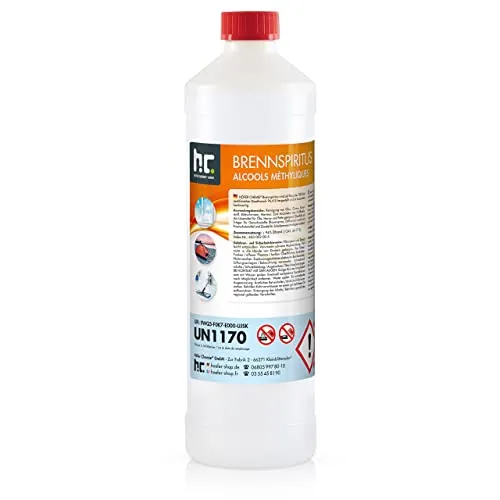 Höfer Chemie 6x 1 L Brennspiritus 94% - Reinigungsmittel mit hohem Alkoholgehalt, ideal für streifenfreies Fensterputzen und vielseitige Anwendung im Haushalt und Garten.
