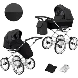 Kunert Romantic 2in1 Kinderwagen in Schwarz/Grau mit AIR Wheels und grauem Rahmen