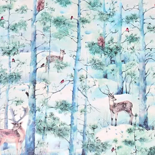 Weihnachtsgeschenkpapier 70cm x 2m Rolle Winterwald - Geschenkpapier mit Tiere Motiv für Weihnachten - Geschenkpapierrolle mit Weihnachtsmotiv - Weihnachtspapier neutral klassisch