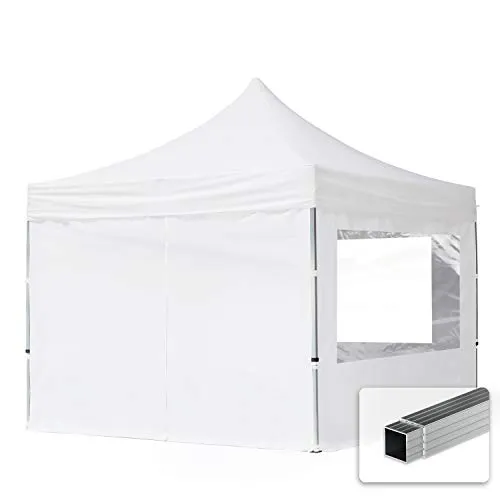 TOOLPORT 3x3m Aluminium Faltpavillon mit 4 Seitenteilen - Pavillon 3x3m, leichtes Aluminiumgestänge, höhenverstellbar und schnell aufzubauen. Ideal für Events, Garten oder als Verkaufszelt.