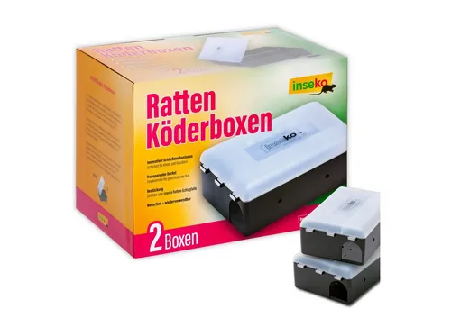 Inseko Lebendfalle 2 x inseko Ratten Köderboxen I Premium Rattenfalle, Köderstation für Ratten & Mäuse