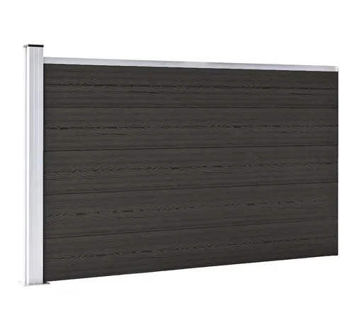 furnicato Zaun Gartenzaun WPC Schwarz 175 x 105 cm mit Aluminium-Oberprofil, (1-St)
