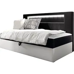 Mirjan24 Boxbett in Weiß und Schwarz, 80x200 cm - Schlafzimmer Boxspringbett mit praktischem Bettkasten und hochelastischem Topper für optimalen Schlafkomfort. Härtegrad H3, perfekt für erholsame Nächte.