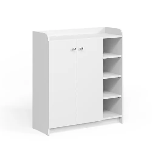 Vicco Schuhschrank Moritz in Weiß, 83 x 91.4 cm mit 2 Türen