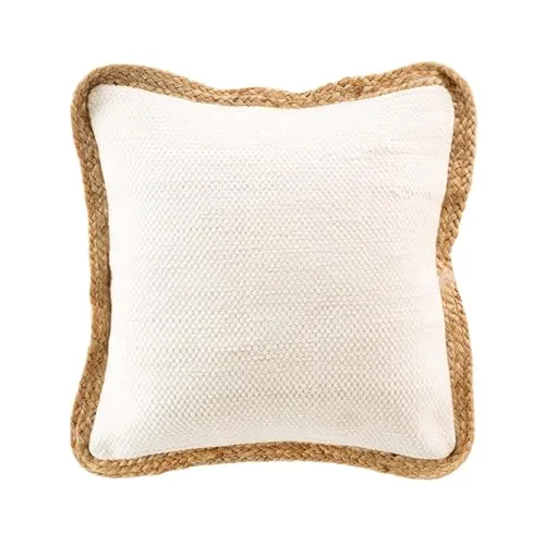 Douceur d'Intérieur Akina Kissen mit abziehbarem Bezug (45 x 45 cm), Natur, Baumwolle und Polyester mit Jute