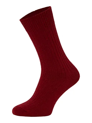 HomeOfSocks Ein Paar Wollsocken Socken Herren Und Damen - Dünne Warme Wollsocken Mit 72% Schaf Wollanteil | Rot Gr. 43-46