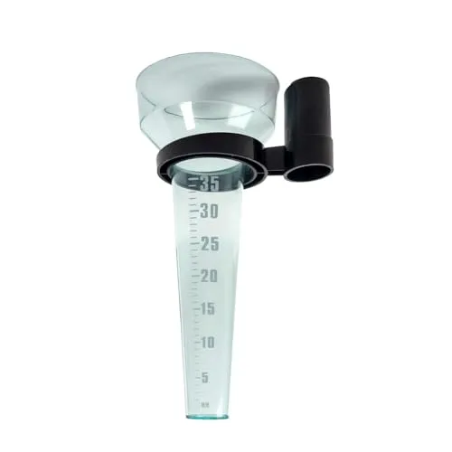 INTIRILIFE Regenmesser Niederschlagsmesser Transparent mit Halter 35 mm/m²