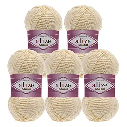 100g Strickgarn Alize Cotton Gold Uni Klassikgarn Häkelgarn Strick-Wolle Farbwahl 5 x
