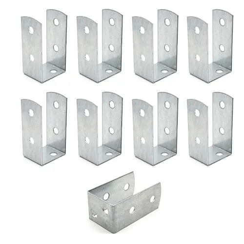 DOJA Barcelona | U Pfostenträger | 8er-Pack | U-Pfostenträger für Holzpfosten | 61x45x100mm | Stärke 2mm | Zink verzinkt | Holz Pfostenträger für Wandverankerungen, Gartenlauben, Zaunpfosten...