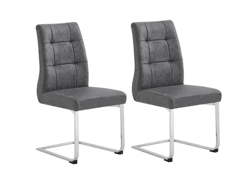 byLIVING Stuhl Marlen 2er Set - Vintage Stoff anthrazit - Esszimmerstühle mit hoher Belastbarkeit von 150 kg und Nosagfederung für optimalen Sitzkomfort, ergänzt durch ein elegantes verchromtes Flachstahlgestell.