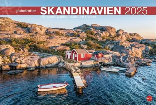 Skandinavien Globetrotter Kalender 2025 - Von stillen Wäldern, Seen und Fjorden: Stille Wasser, rote Holzhäuser - der Wandkalender XL zeigt ... (Globetrotter Reisekalender Heye)