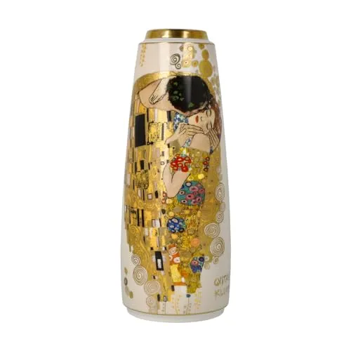 Vase 26,5 cm Der Kuss Gustav Klimt - Kunstvoller Blickfang - Vasen aus hochwertigem Porzellan mit Echtgoldauflage, meisterlich handgefertigt und detailverliebt gestaltet, ideal für Kunstliebhaber und stilvolle Dekoration.